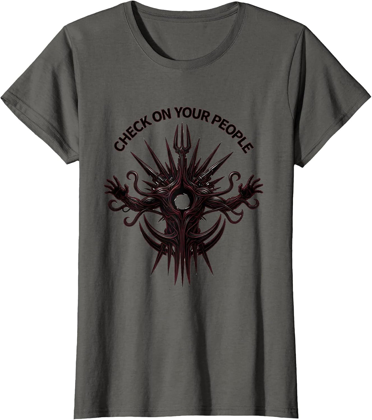 Women's Check On Your People Mental Health Matters Design T-Shirt - Asphalt Grey