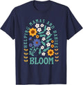 Floral Doula Midwifery Midwives Childbirth Labor Assistant T-Shirt - Navy Blue