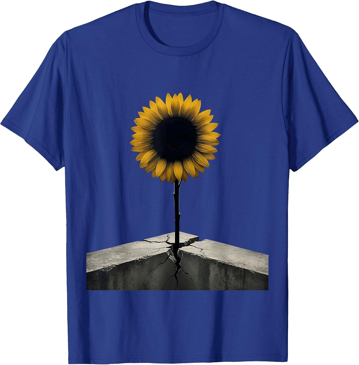 Men's Sunflower Through Concrete Mental Health Matters T-Shirt - Royal Blue
