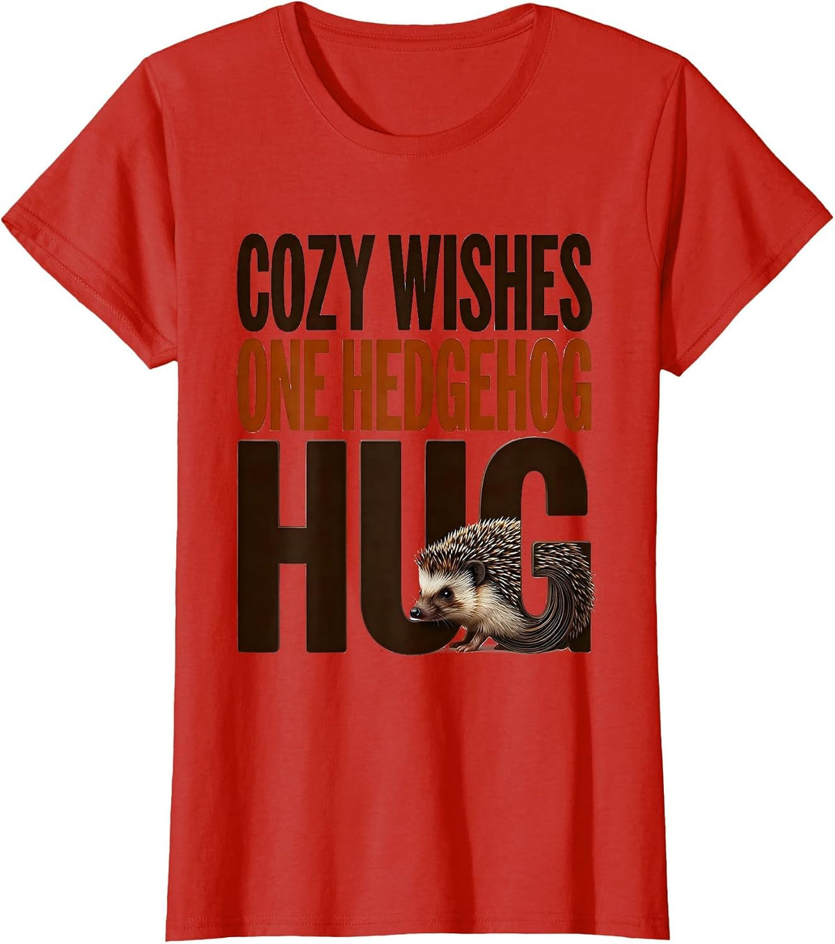 Cozy Wishes One Hedgehog Hug Cute Hedgehog Animal Lover Gift T-Shirt - Red