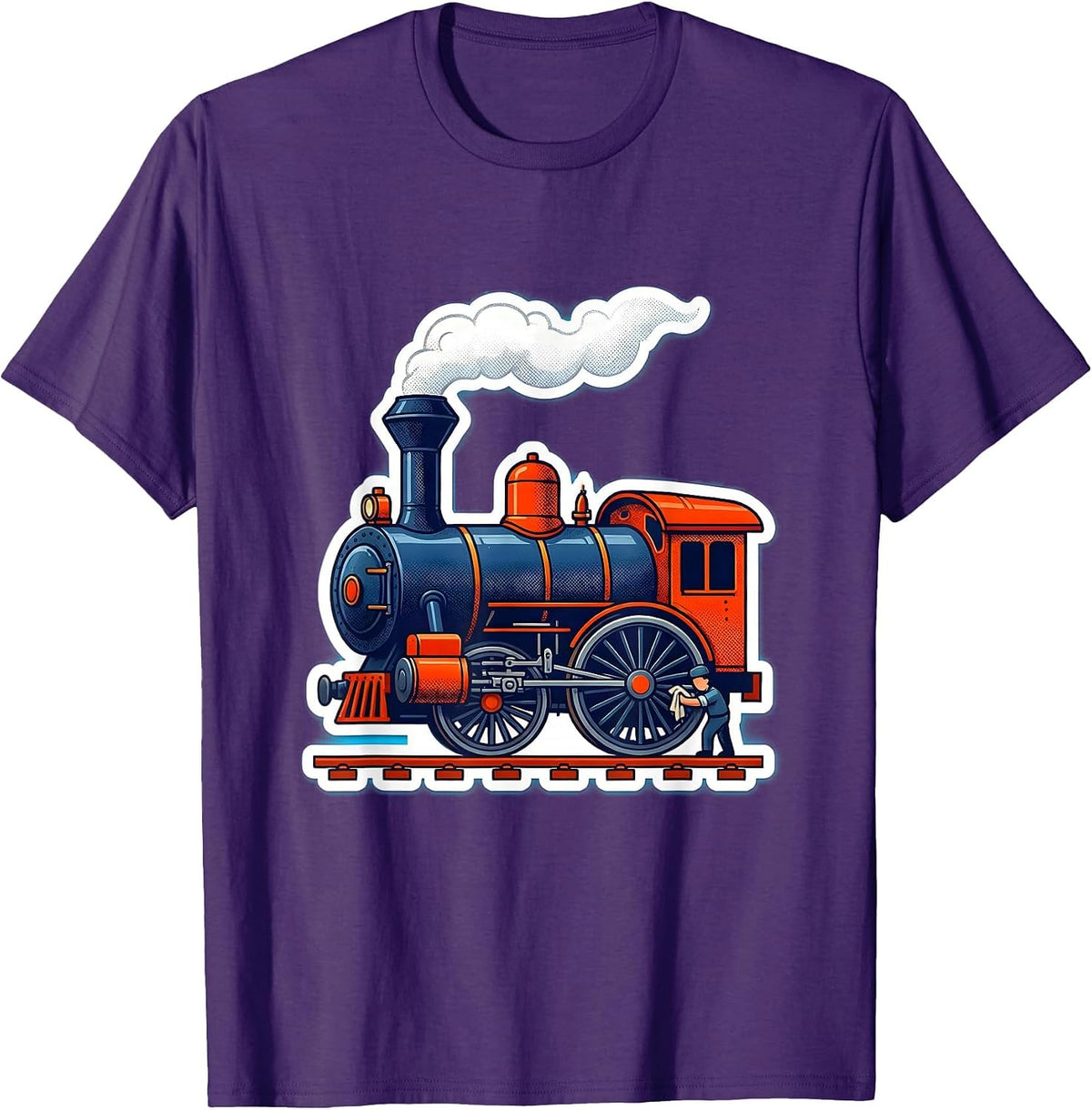 Steam Locomotive Vintage Train Enthusiast Humor T-Shirt - Purple