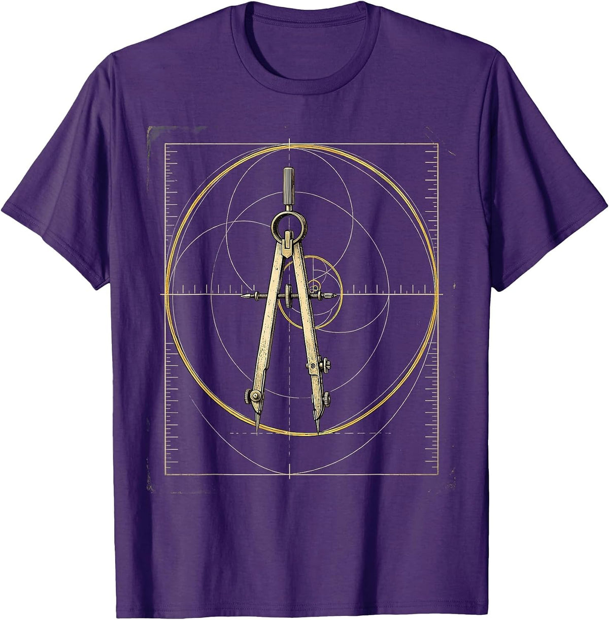 Men's Golden Spiral Vintage Math Sacred Geometry Enthusiast T-Shirt - Purple