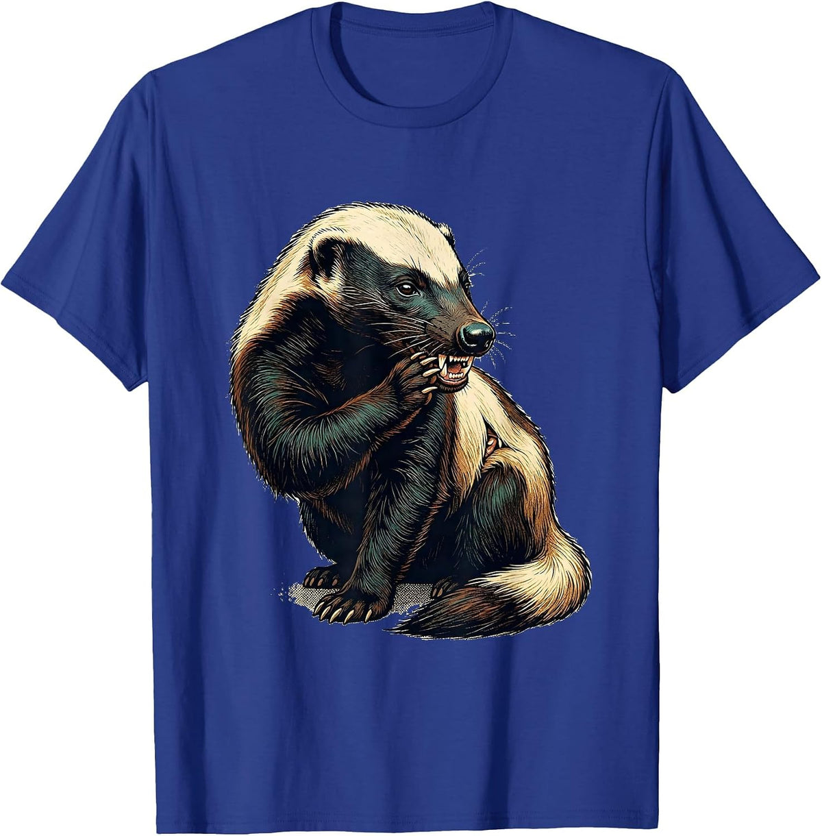 Men's Honey Badger Vintage Retro Funny Wildlife Humor T-Shirt - Royal Blue