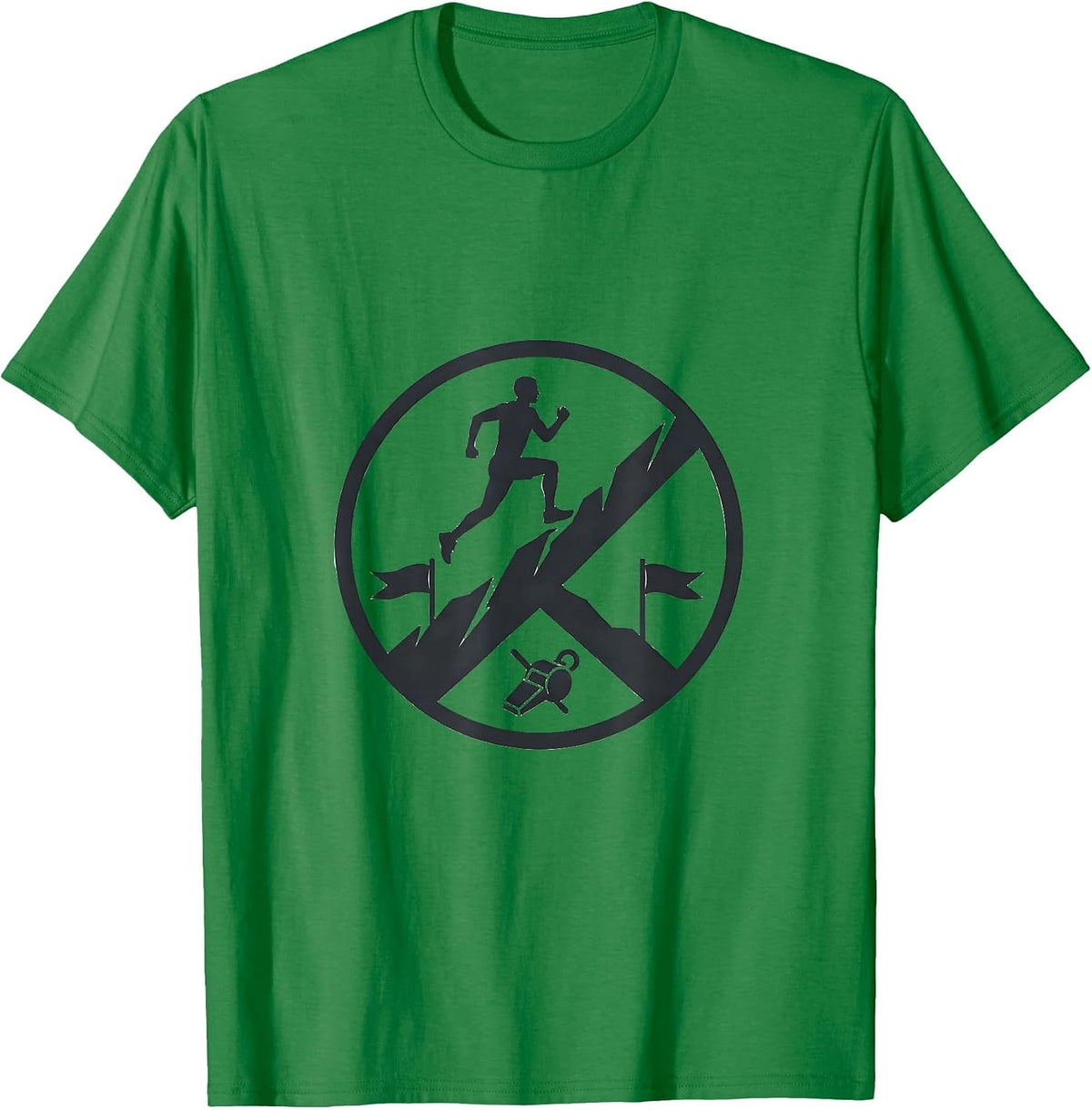 Men's Runner Badge Minimalist Cross Country Team Gift T-Shirt - Kelly Green