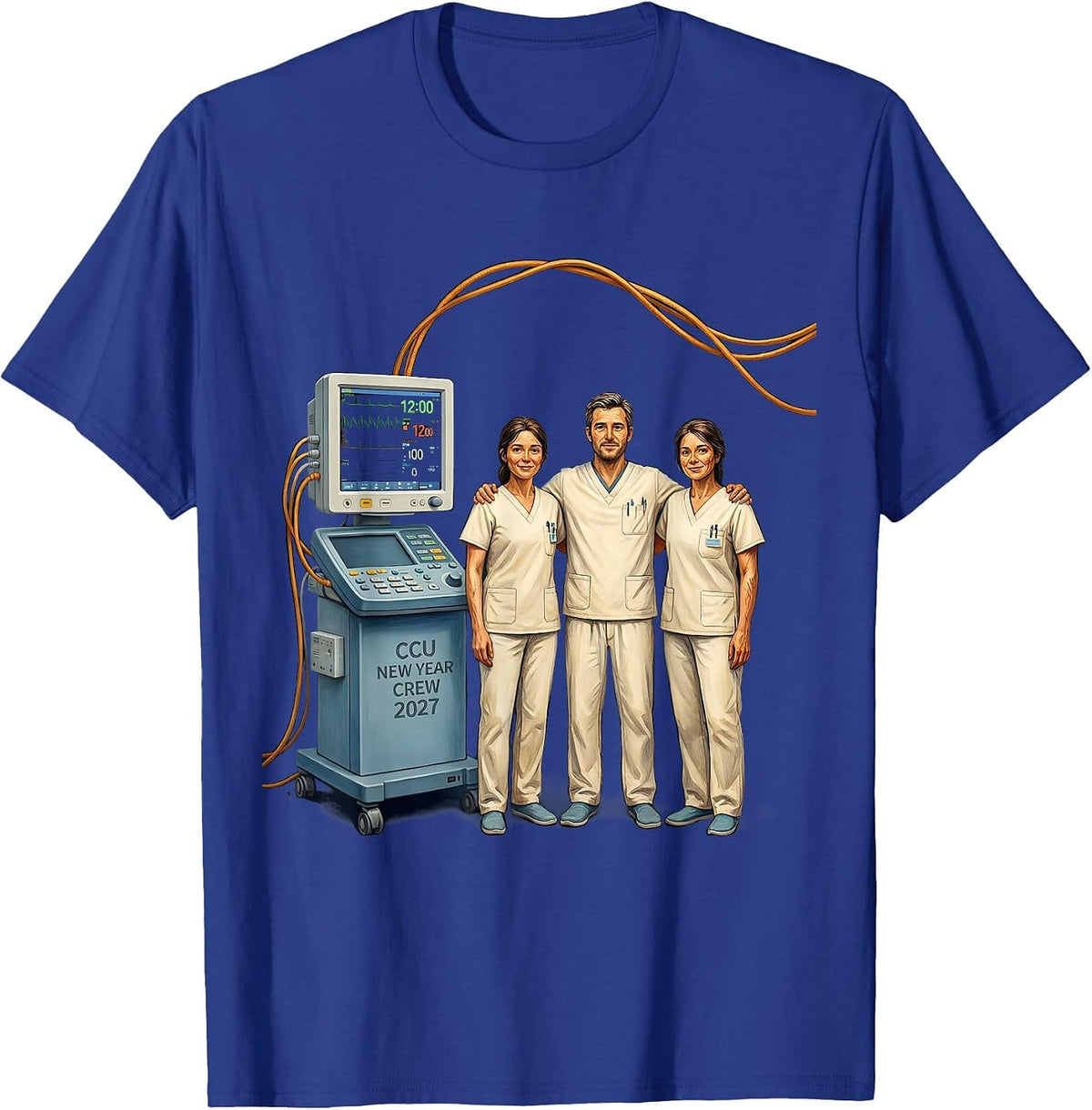 Men's CCU New Year Crew 2027 Storybook Nurse Crew ICU ER NICU New T-Shirt - Royal Blue