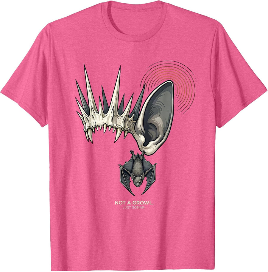 Not A Growl Just Sonar Editorial Conceptual Bat Lover T-Shirt - Pink Heather