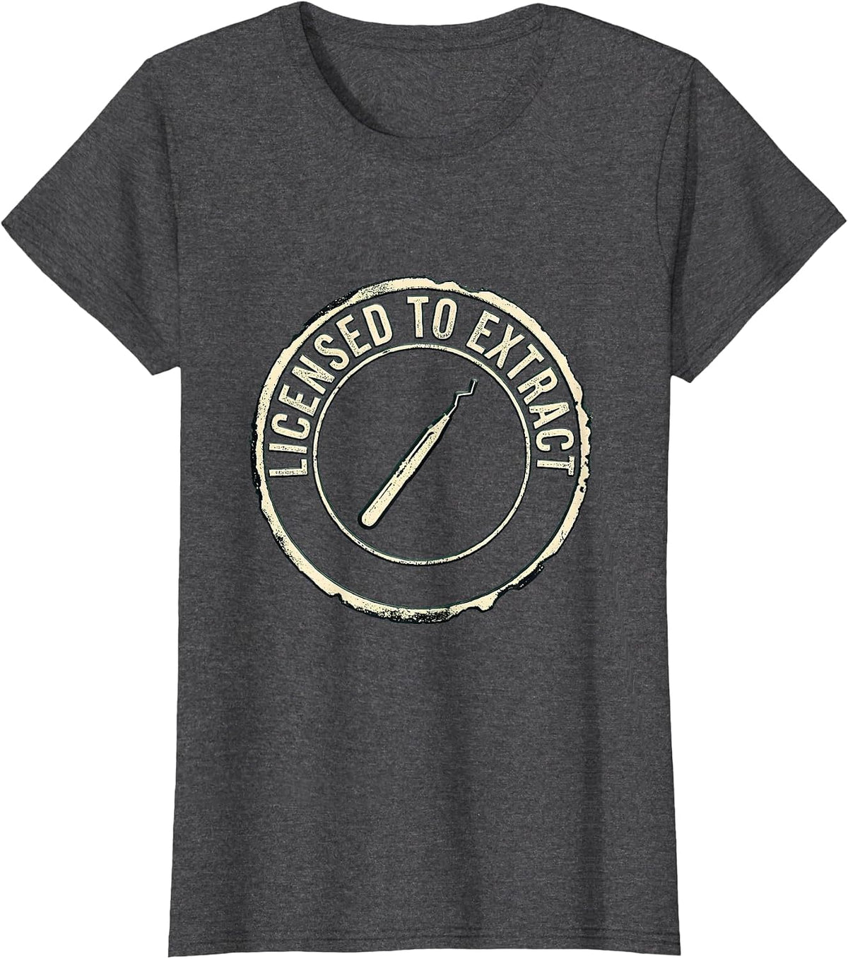 Women's Licensed To Extract Rubber Stamp Esthetician Skincare T-Shirt - Dark Heather Grey