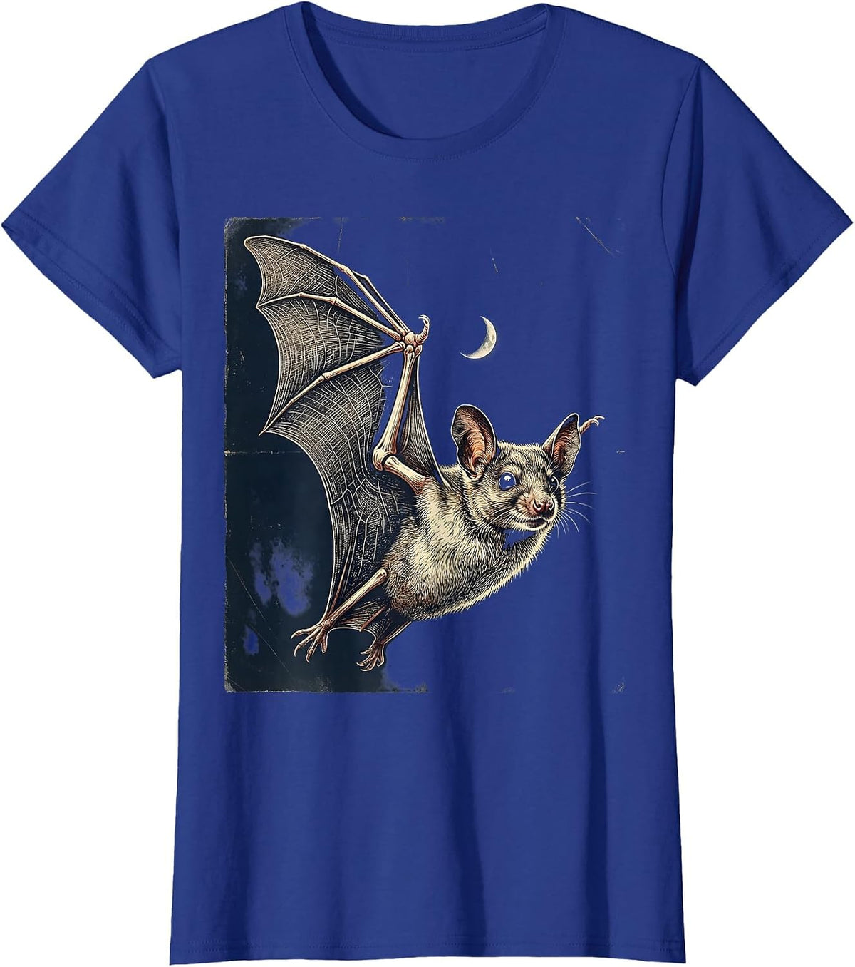 Women's Vintage Mexican Free-Tailed Bat Halloween Bat Lover T-Shirt - Royal Blue