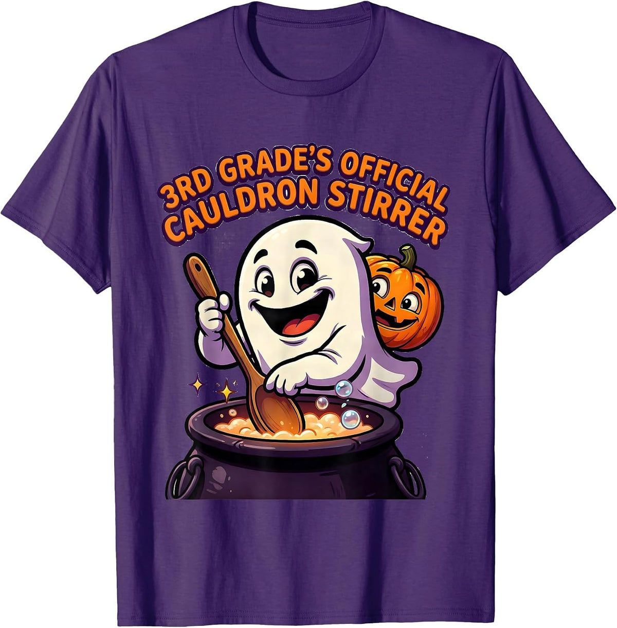 3rd Grade's Official Cauldron Stirrer Spooky Third Grade T-Shirt - Purple
