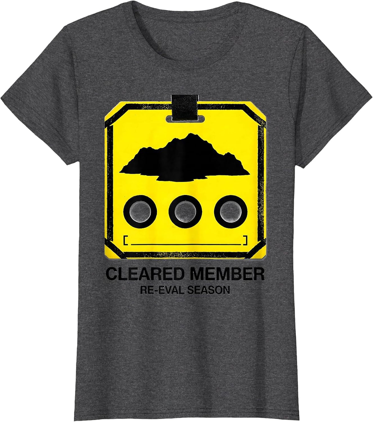 Women's Cleared Member Re-Eval Season Stencil Special Education T-Shirt - Dark Heather Grey