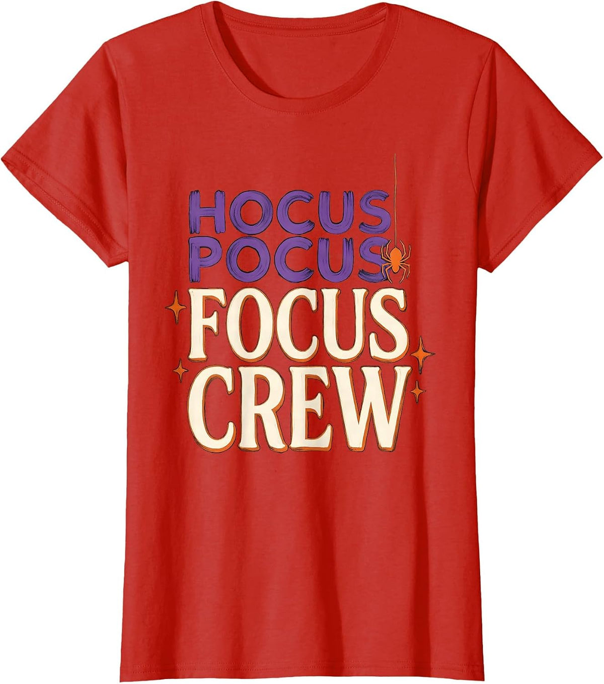 Women's Hocus Pocus Focus Crew Funny Teacher Halloween Costume T-Shirt - Red