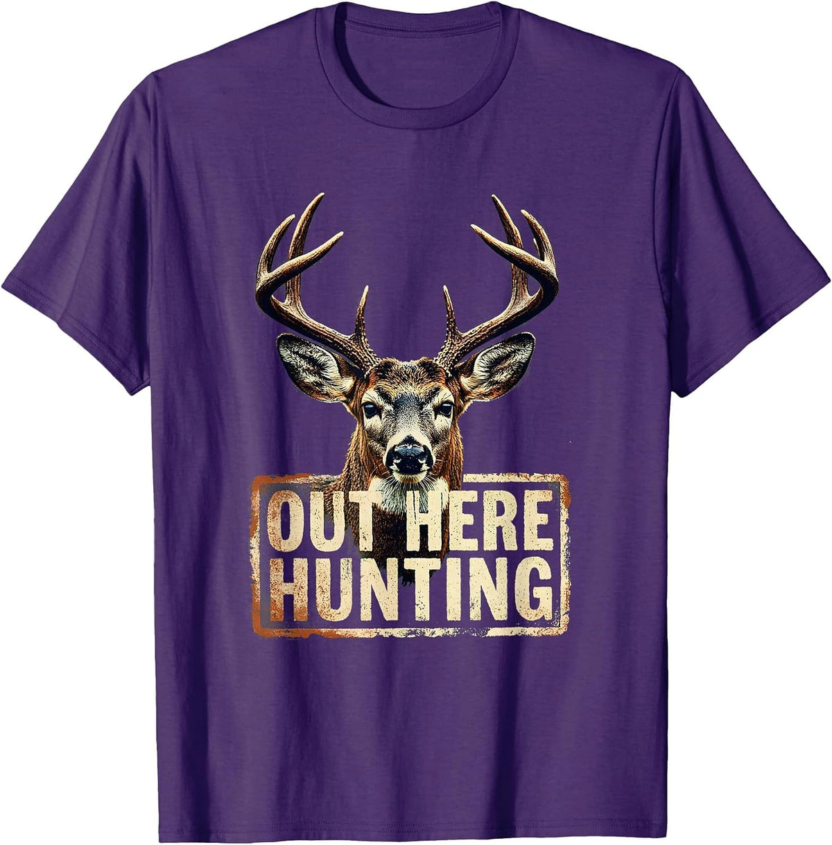 Men's Out Here Hunting Outdoor Adventure Design T-Shirt - Purple
