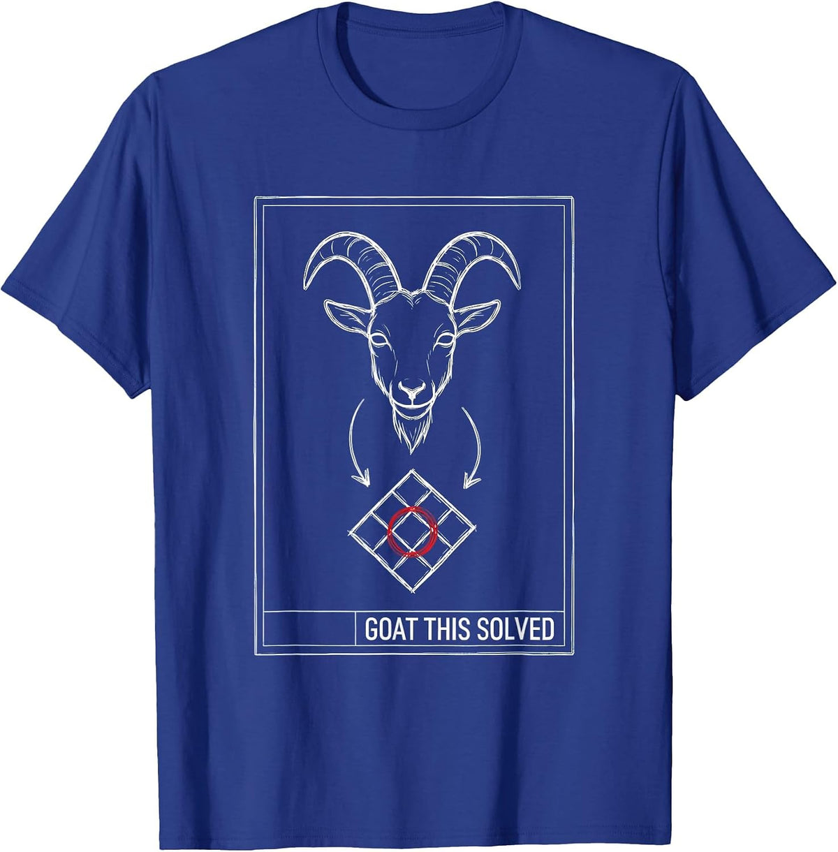 Men's Goat This Solved Technical Blueprint Funny Goat Pun Meme Dad T-Shirt - Royal Blue