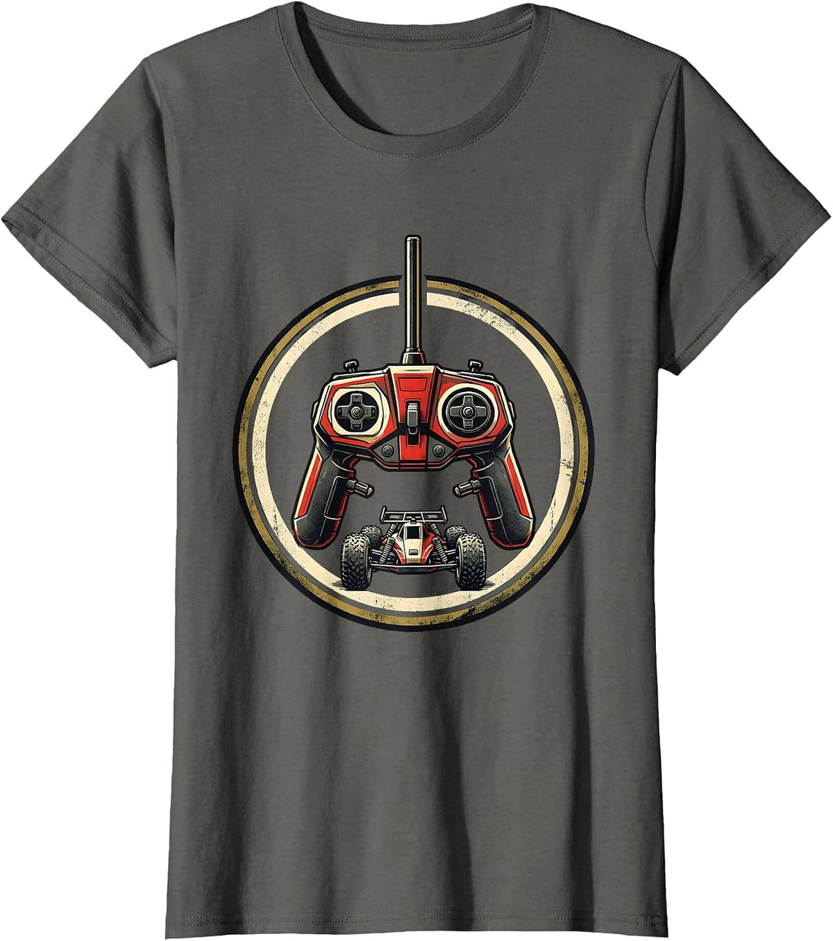 Women's RC Transmitter Racing Buggy Enthusiast Patriot T-Shirt - Asphalt Grey
