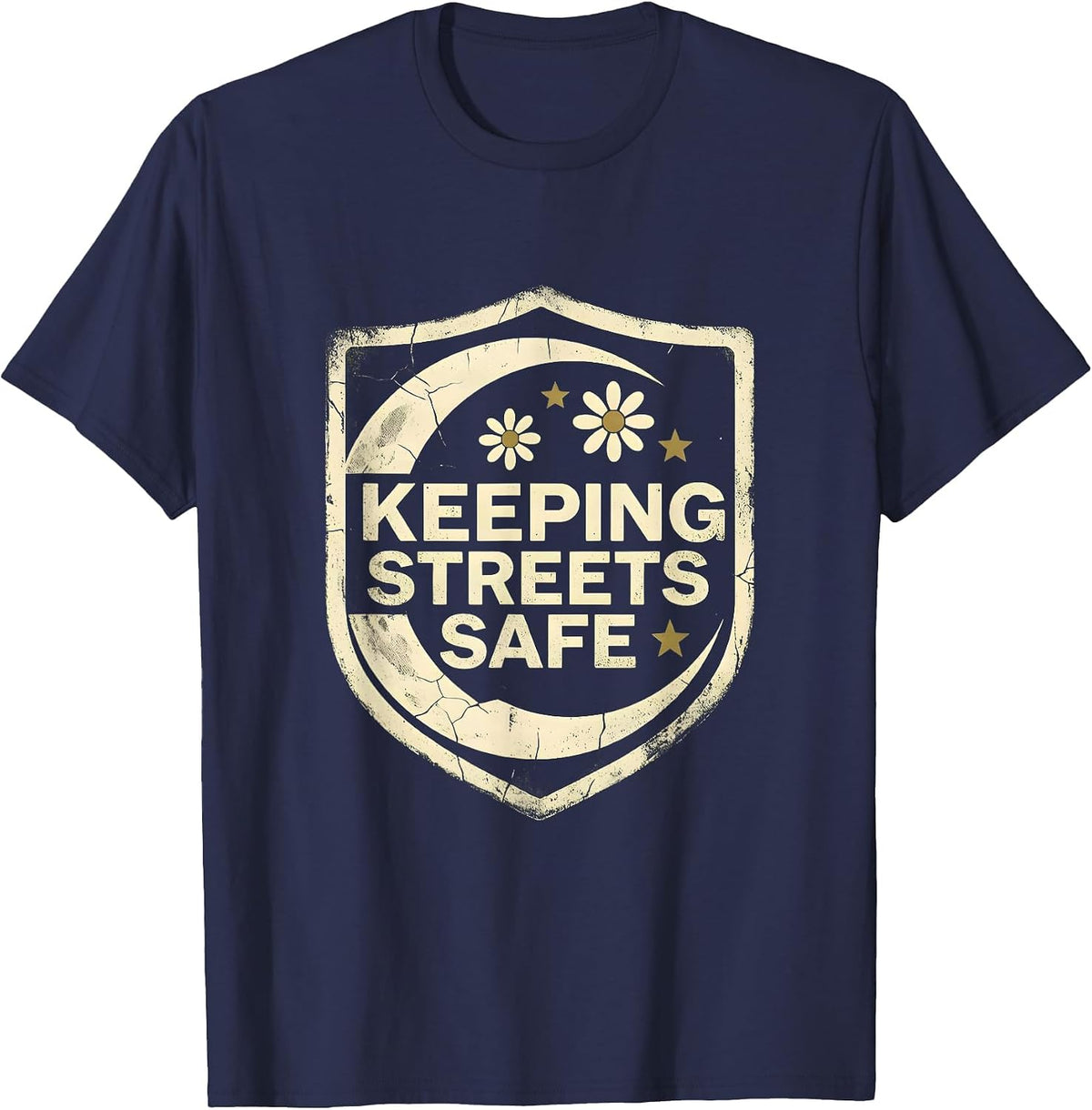 Men's Keeping Streets Safe Law Enforcement Design T-Shirt - Navy Blue