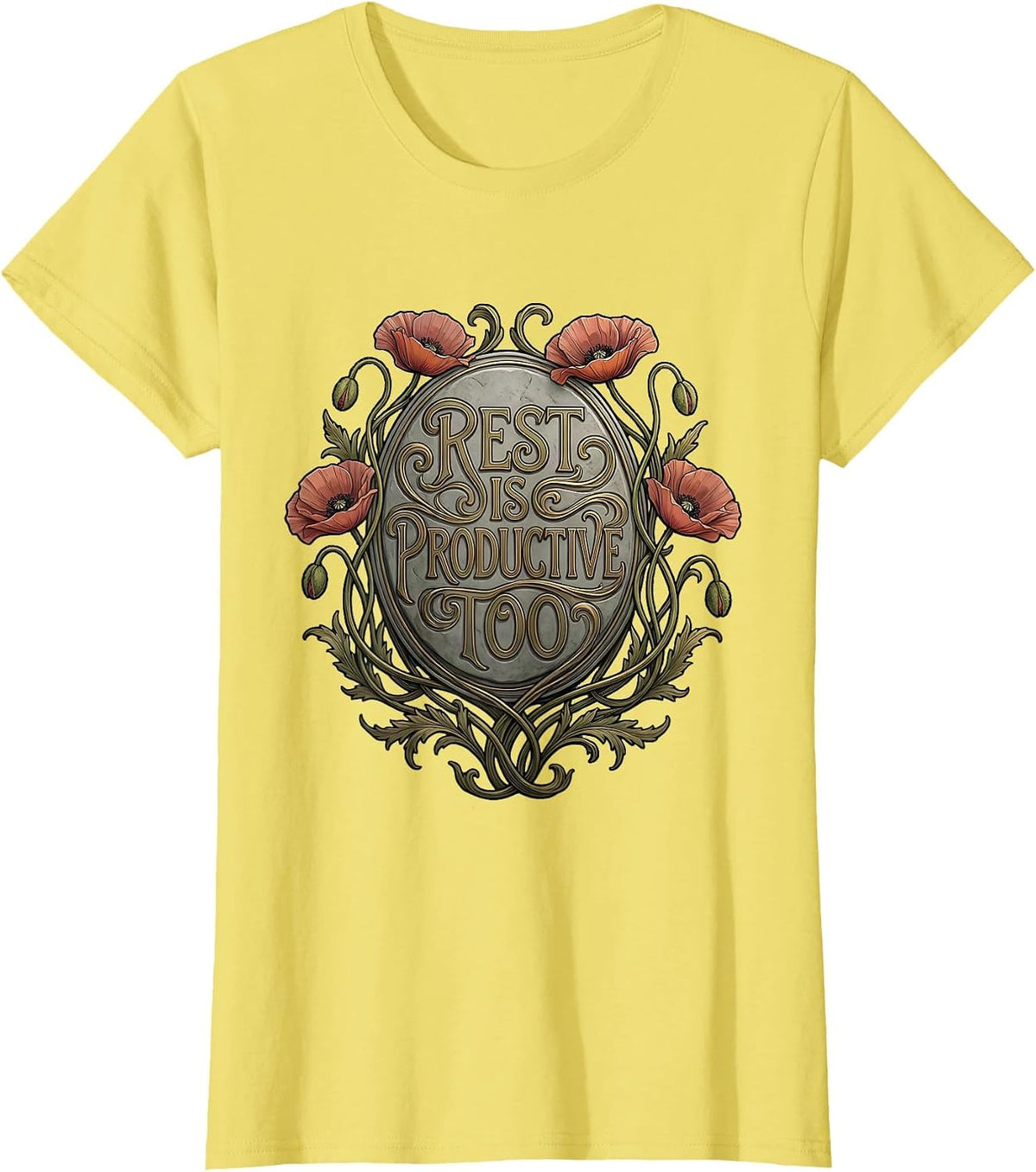 Rest Is Productive Too Mental Health Matters Design T-Shirt - Lemon Yellow