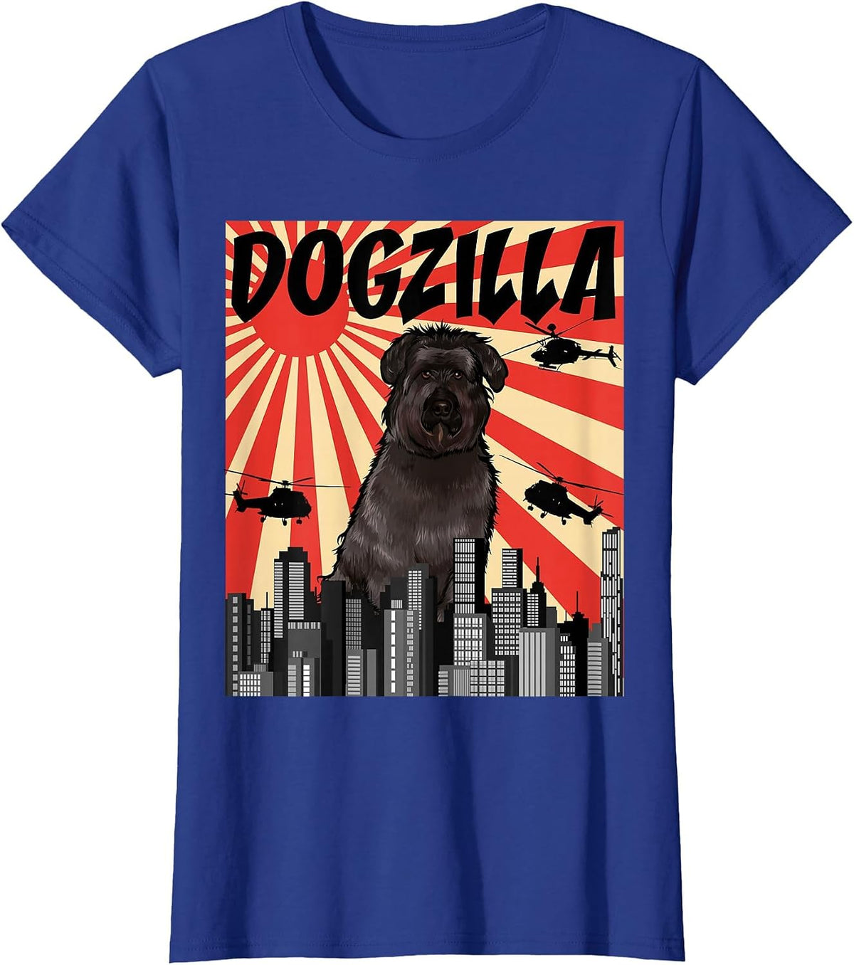 Funny Retro Japanese Dogzilla Bouvier des Flandres T-Shirt - Royal Blue