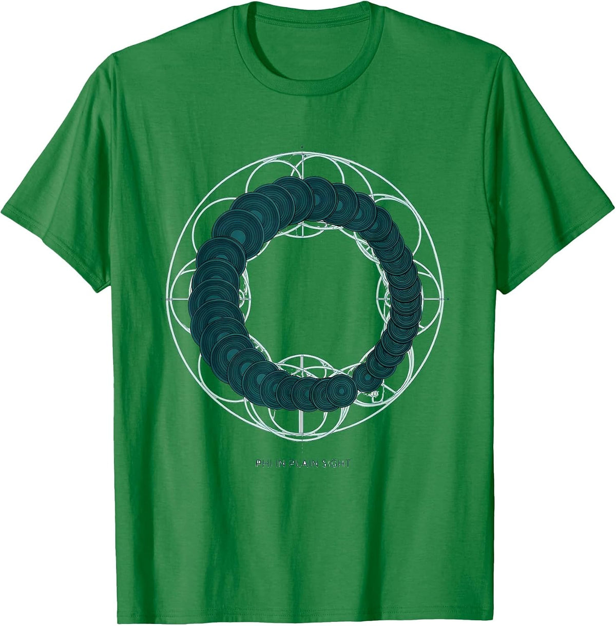 Men's Phi In Plain Sight Monochromatic Math Sacred Geometry T-Shirt - Kelly Green