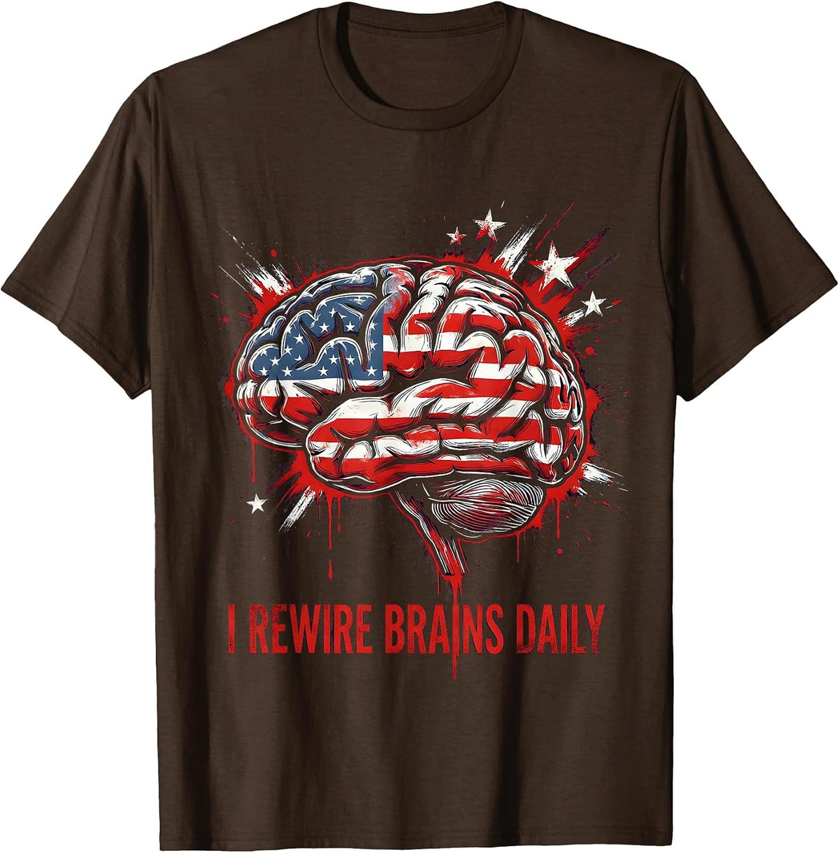 Men's I Rewire Brains Daily Occupational Therapy Design T-Shirt - Brown
