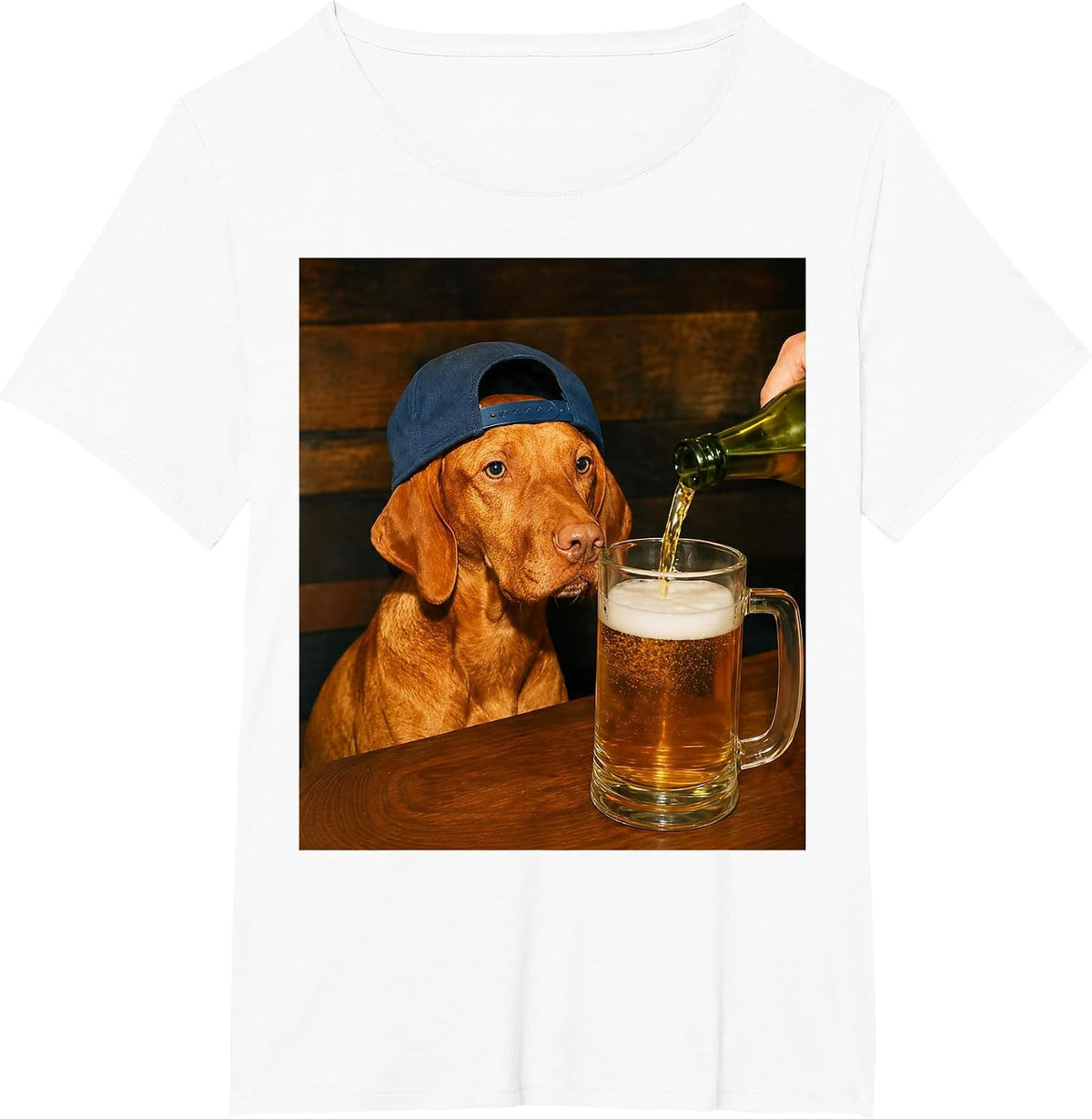 Funny Vizsla Drinking Beer Dog Meme Humor Graphic T-Shirt - White
