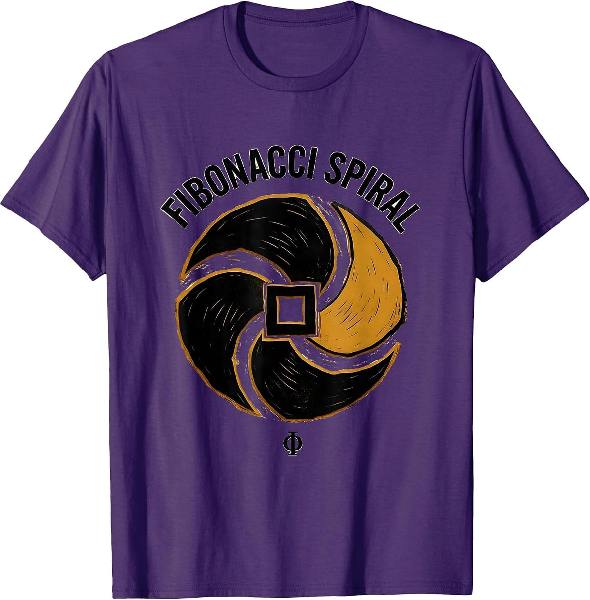 Men's Fibonacci Spiral Φ Sacred Geometry Math Enthusiast Gift T-Shirt - Purple