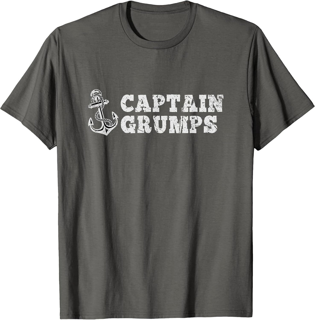 Captain Grumps Sailing Boating Vintage Boat Anchor Funny T-Shirt - Asphalt Grey