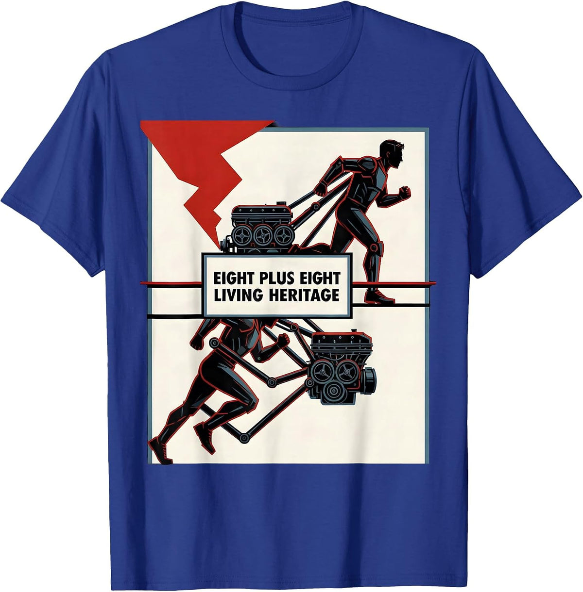 Men's Eight Plus Eight Living Heritage Constructivist Steam Train T-Shirt - Royal Blue