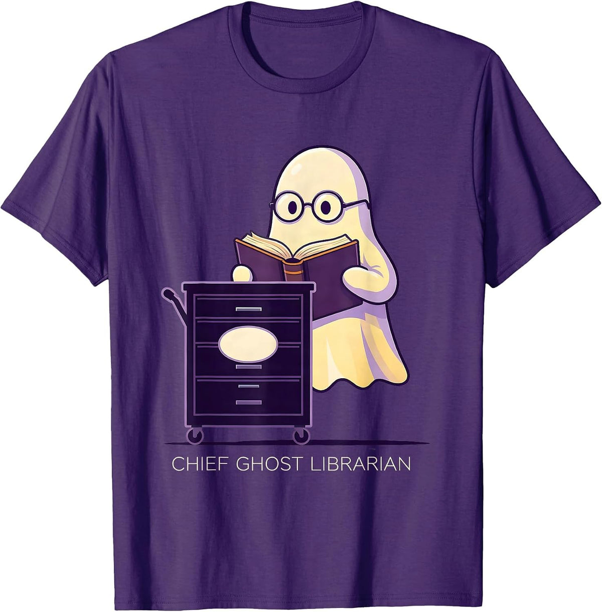 Men's Chief Ghost Librarian Funny Teacher Halloween Costume T-Shirt - Purple