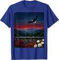 Patriot Day Memorial Wall Floral Tribute Graphic T-Shirt - Royal Blue