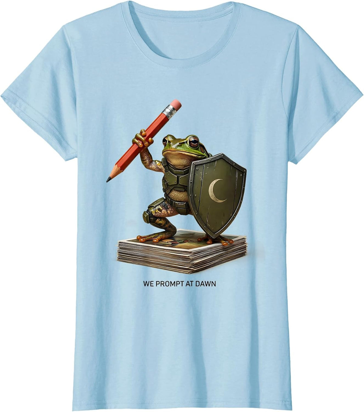 We Prompt At Dawn Funny Frog Teacher Reader Back To School T-Shirt - Baby Blue