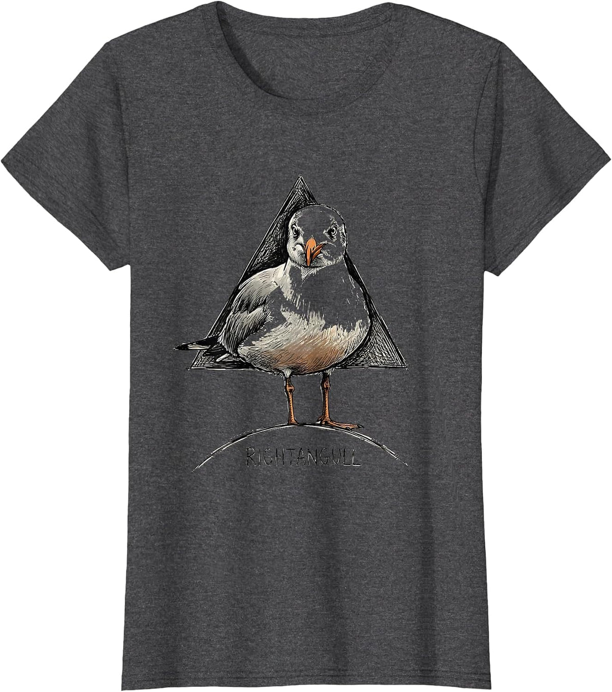 Women's Rightangull Funny Triangle Bird Pun Math Teacher Humor T-Shirt - Dark Heather Grey