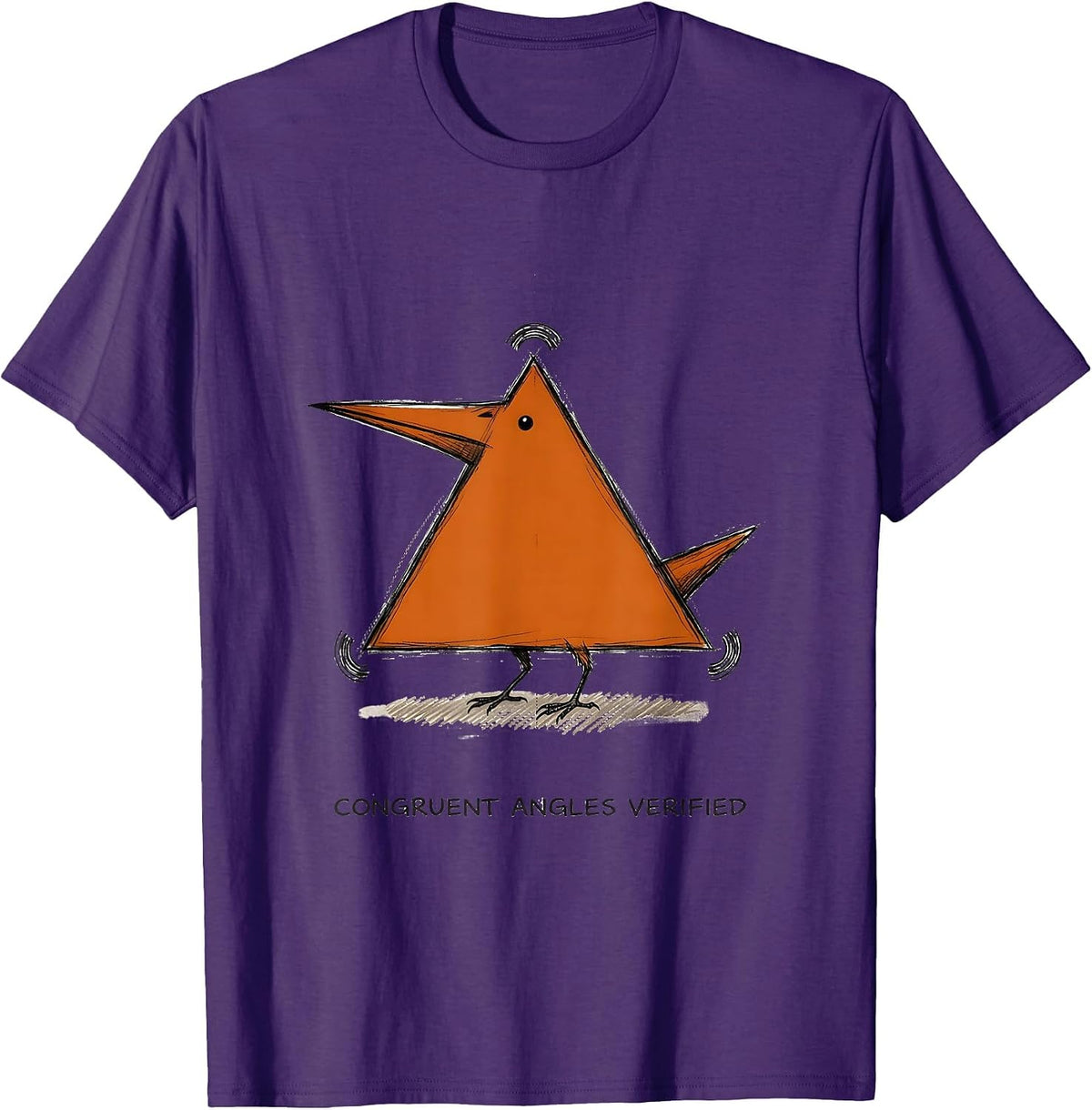 Congruent Angles Verified Funny Math Teacher Bird Pun T-Shirt - Purple