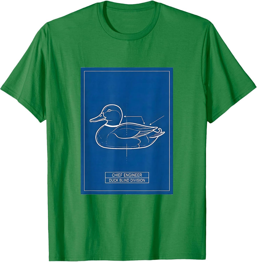 Men's Chief Engineer Duck Blind Division Funny Duck Hunter Gift T-Shirt - Kelly Green