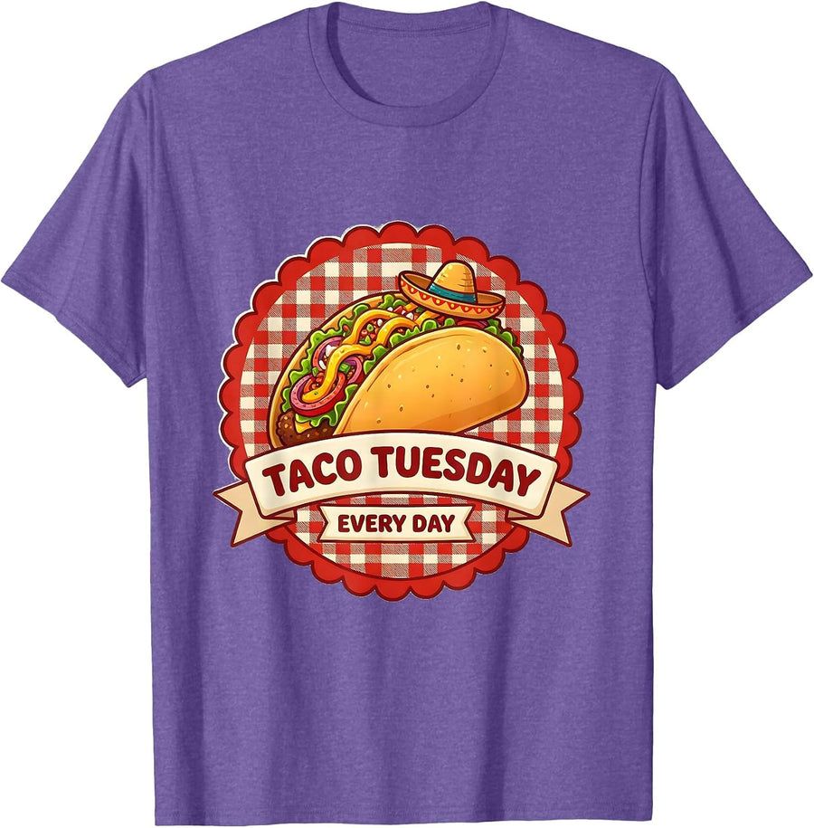 Men's Taco Tuesday Every Day Mexican Food Lover Design T-Shirt - Purple Heather
