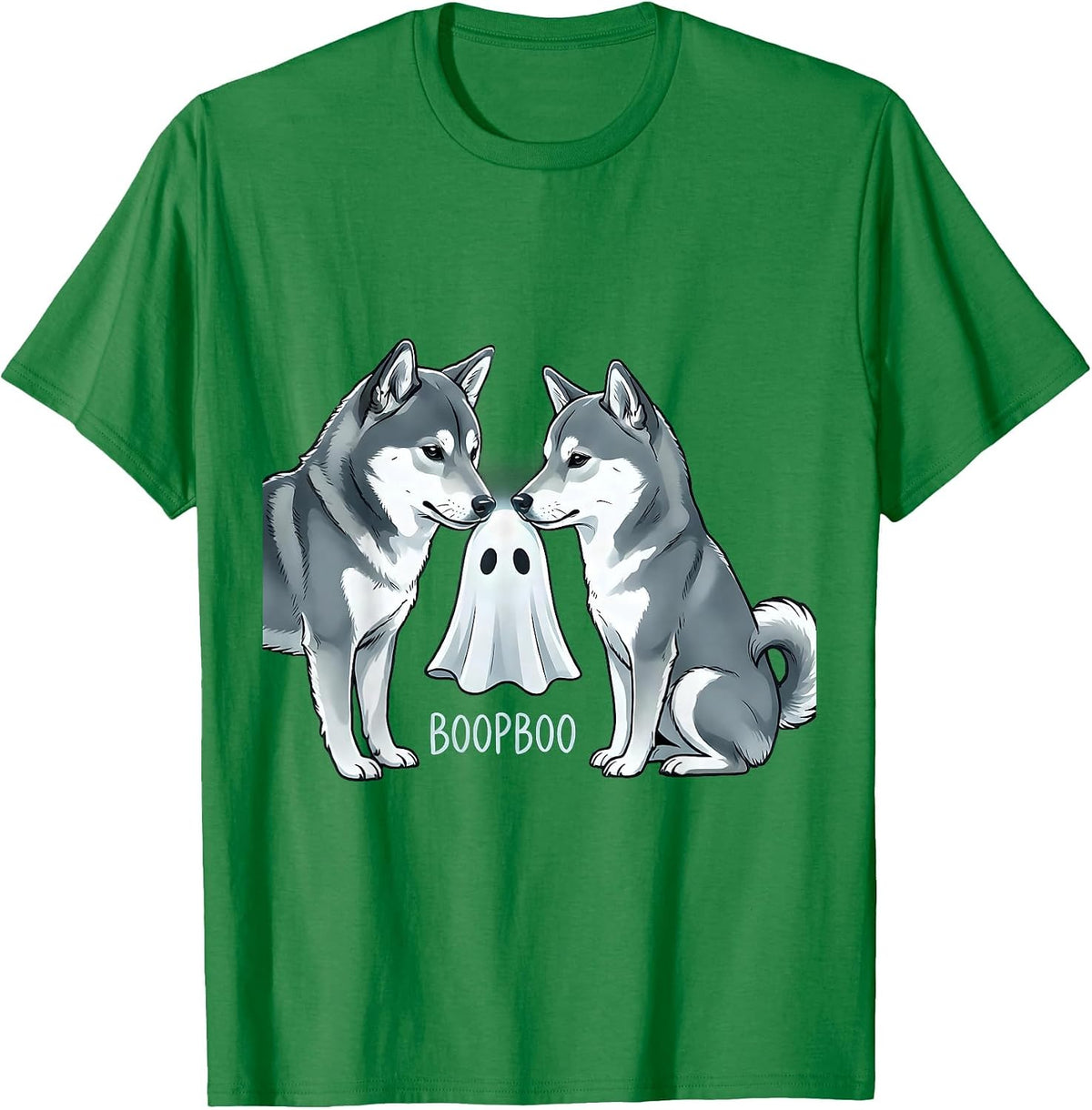 Men's Boopboo Monochromatic Halloween Ghost Dog Mom Humor T-Shirt - Kelly Green