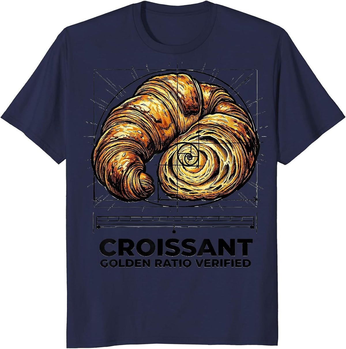 Men's Croissant, Golden Ratio Verified Comic Book Math Teacher T-Shirt - Navy Blue