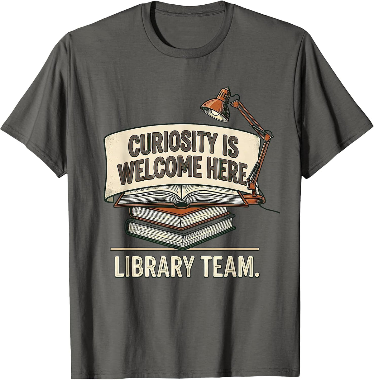 Curiosity Is Welcome Here — Library Team Vintage T-Shirt - Asphalt Grey