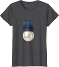 Women's Half Denim Half Pearls Take It Or Leave It Glam T-Shirt - Dark Heather Grey