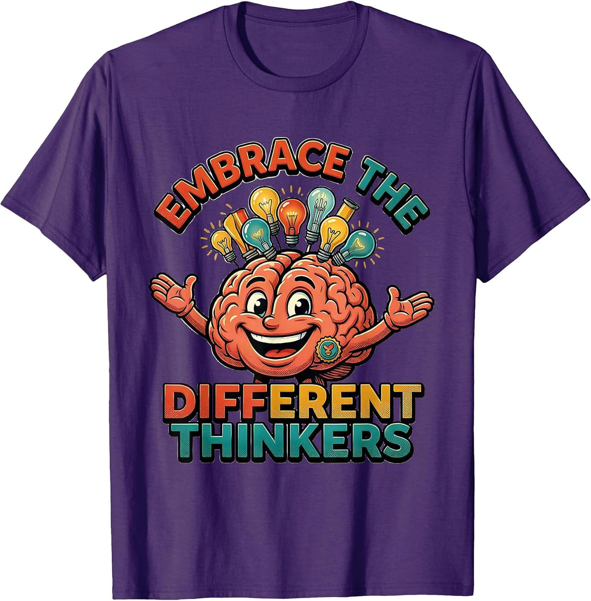 Men's Embrace the Different Thinkers Neurodiversity Design T-Shirt - Purple