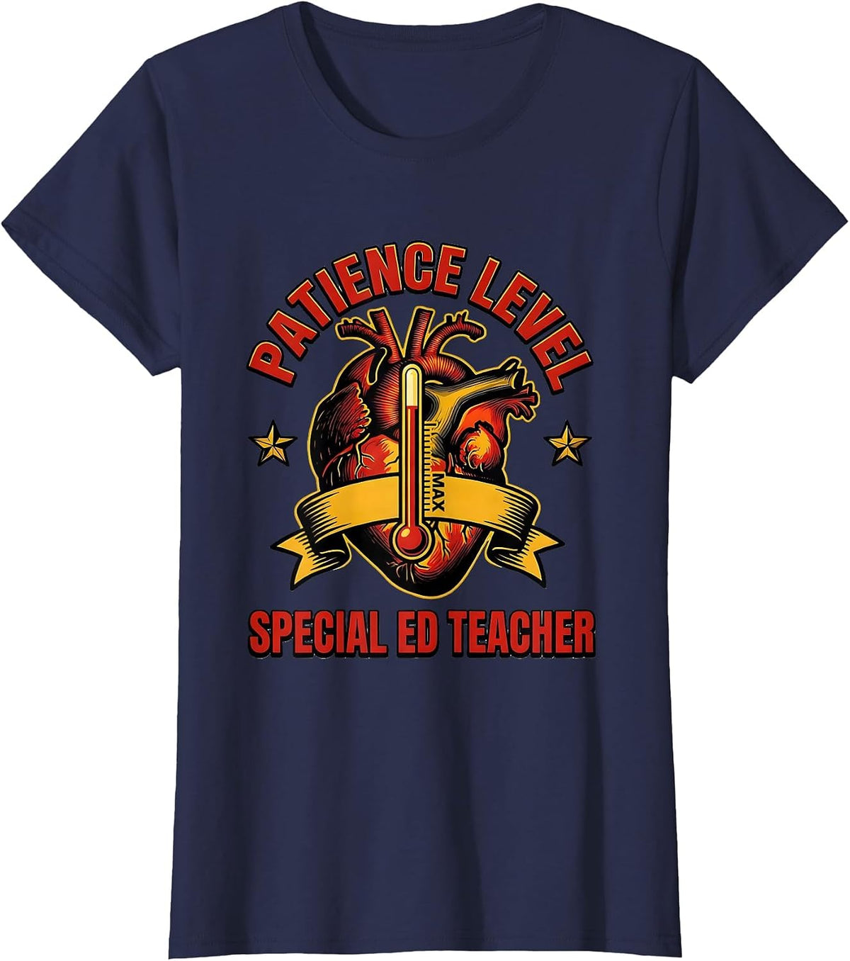 Women's Patience Level Special Ed Teacher Graphic Design T-Shirt - Navy Blue
