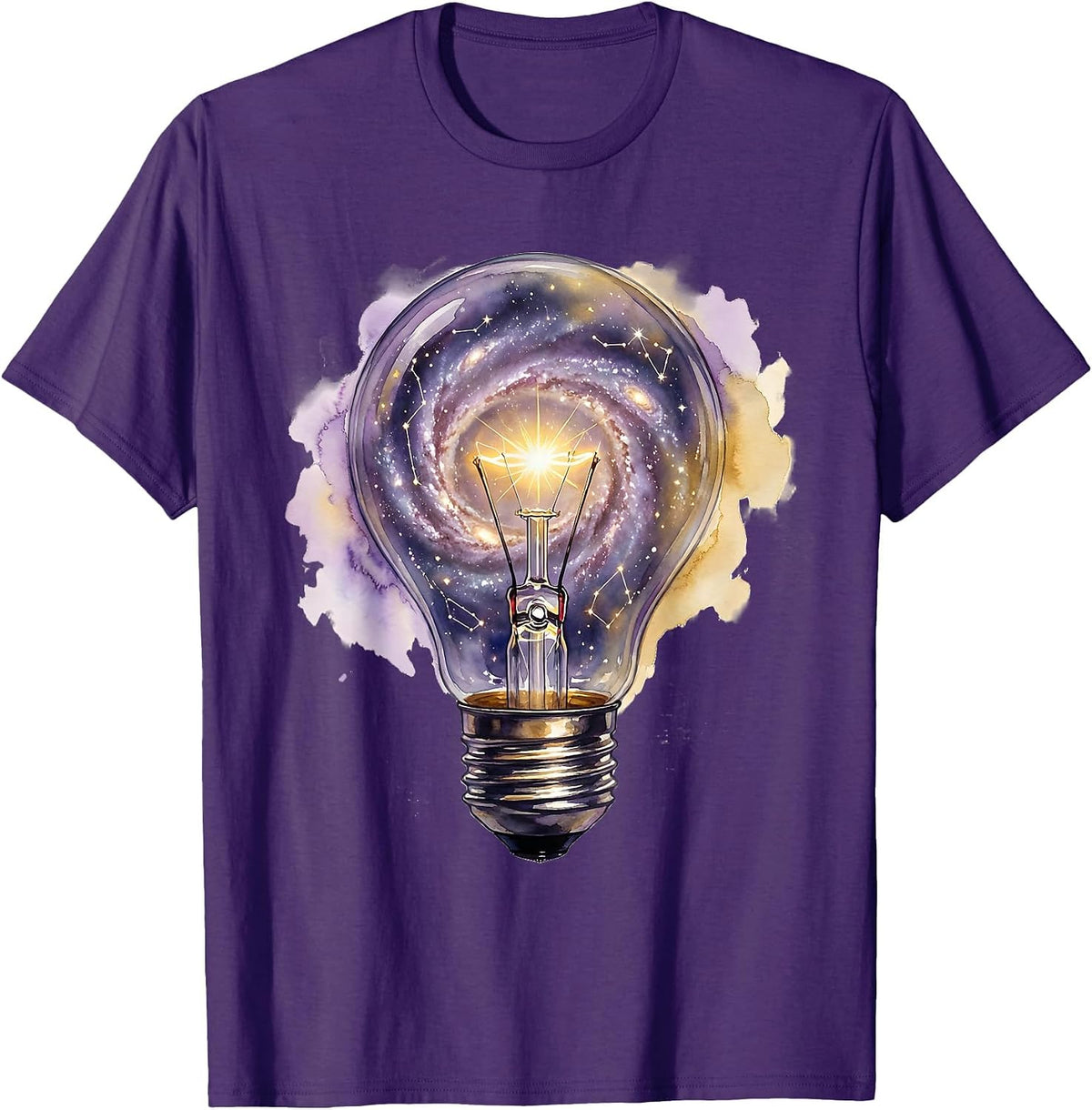 Men's Neurodiversity Lightbulb Constellation Illustration T-Shirt - Purple