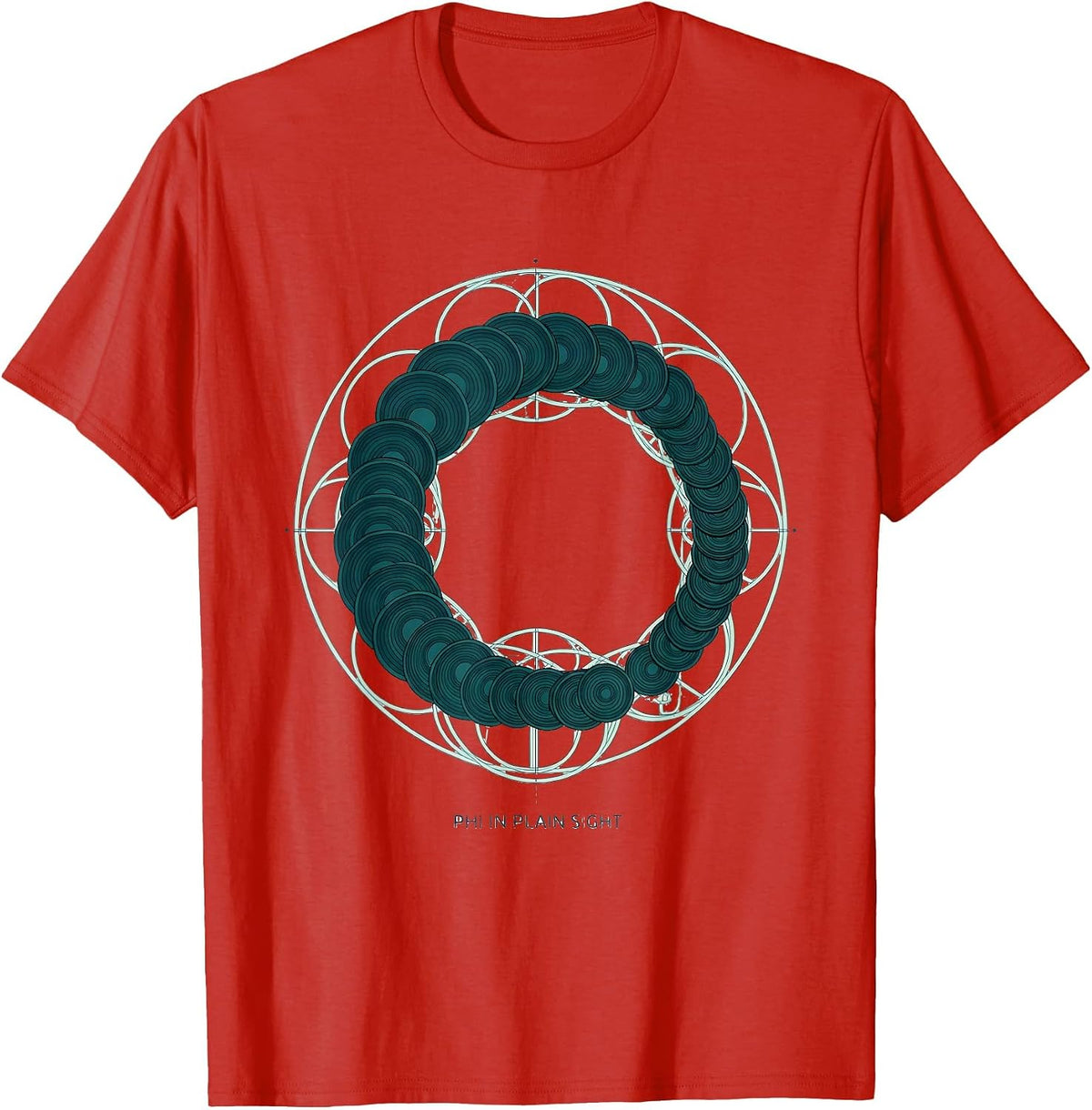 Men's Phi In Plain Sight Monochromatic Math Sacred Geometry T-Shirt - Red