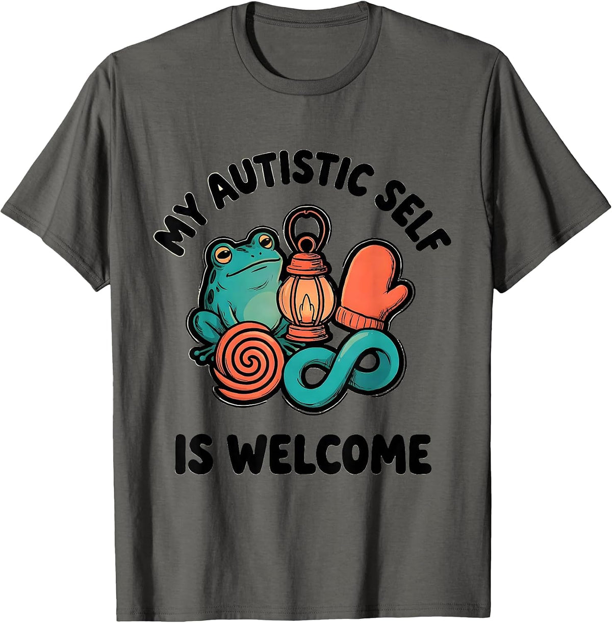 Men's My Autistic Self Is Welcome Neurodiversity Acceptance Humor T-Shirt - Asphalt Grey