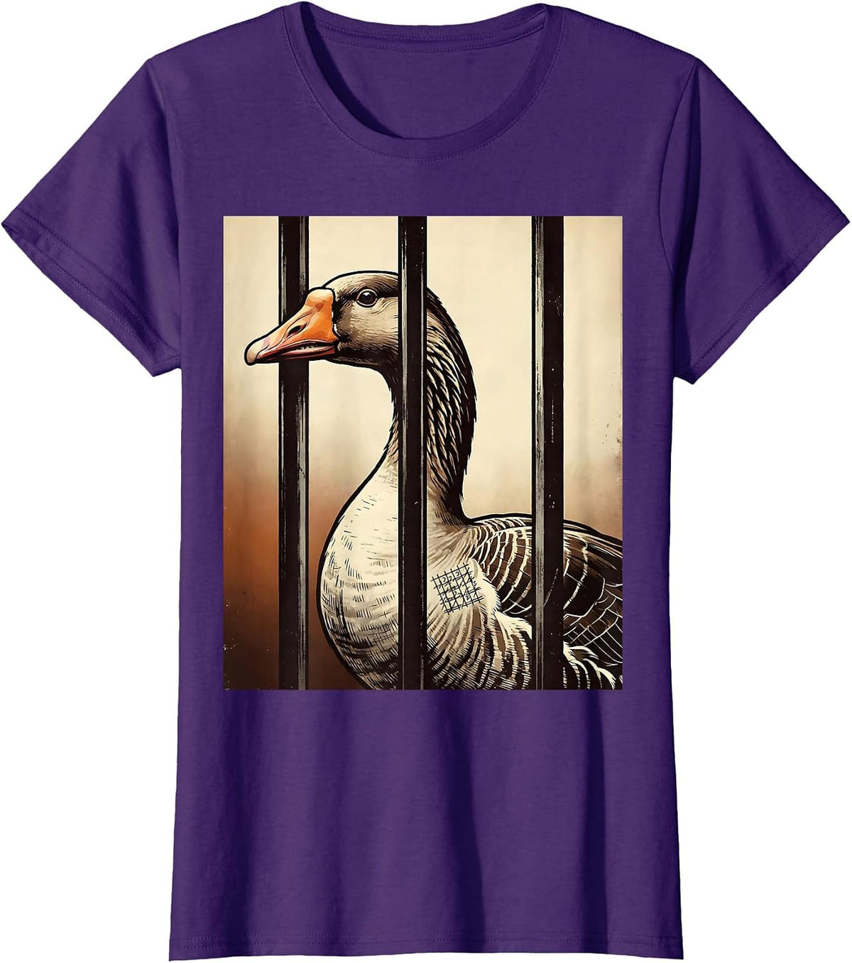 Women's Silly Goose In Jail Vintage Funny Animal Lover Humor T-Shirt - Purple