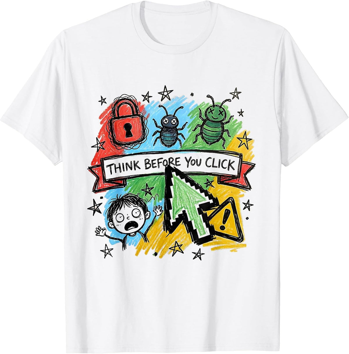 Men's Think Before You Click Cybersecurity Awareness Design T-Shirt - White