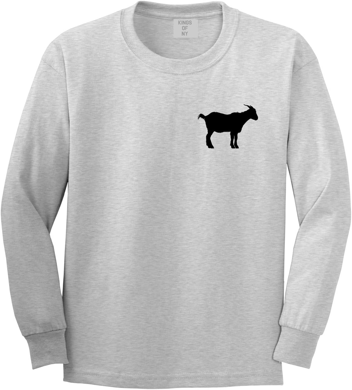 Goat Animal Chest Mens Long Sleeve T-Shirt - Grey