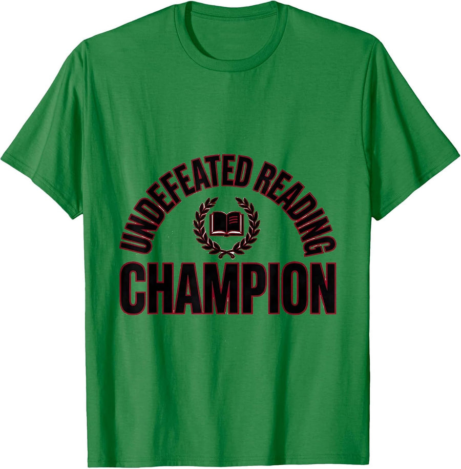 Men's Undefeated Reading Champion Retro Book Lover Literacy Humor T-Shirt - Kelly Green