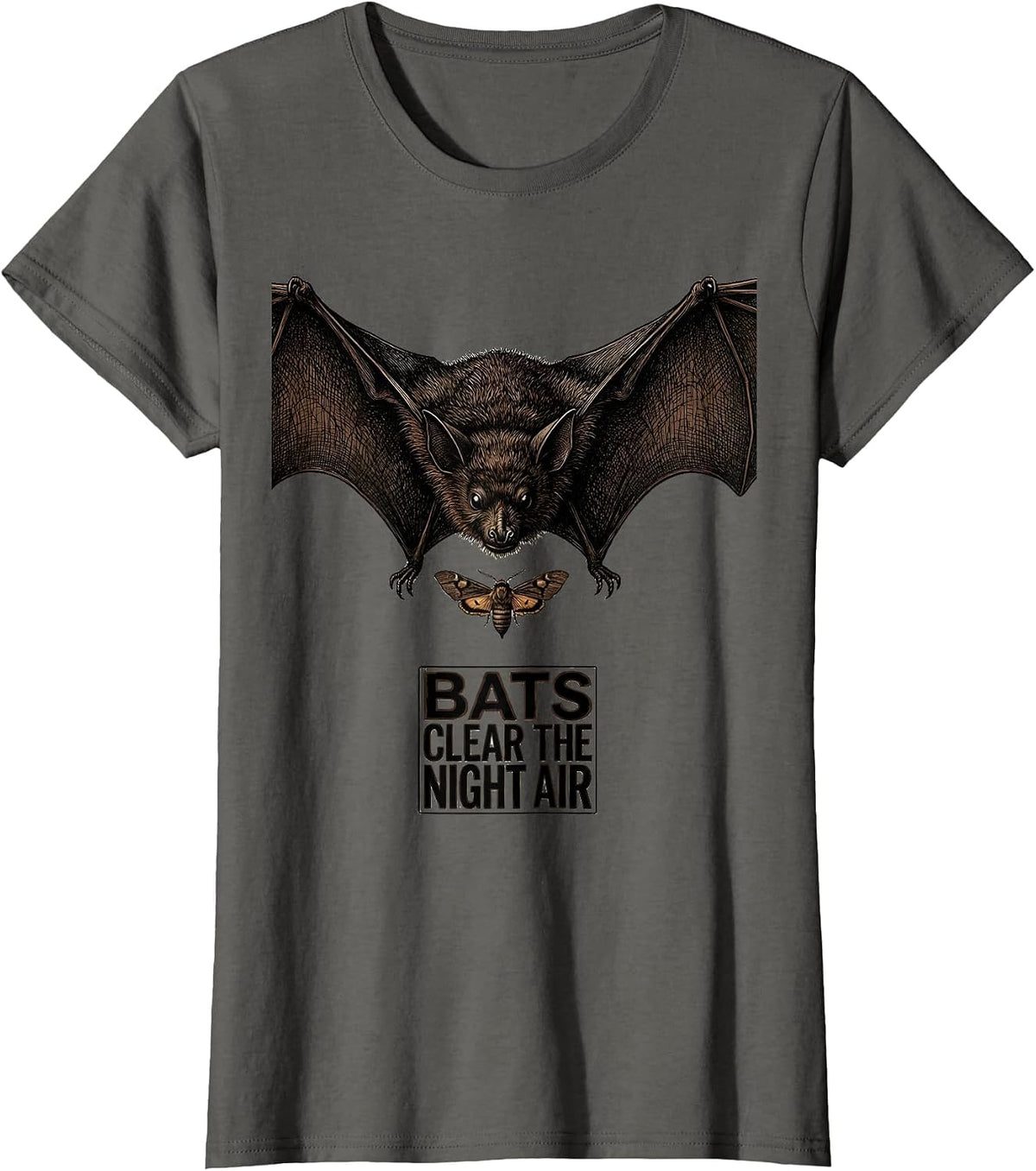 Women's Bats Clear The Night Air Vintage Bat Lover Halloween Nature T-Shirt - Asphalt Grey