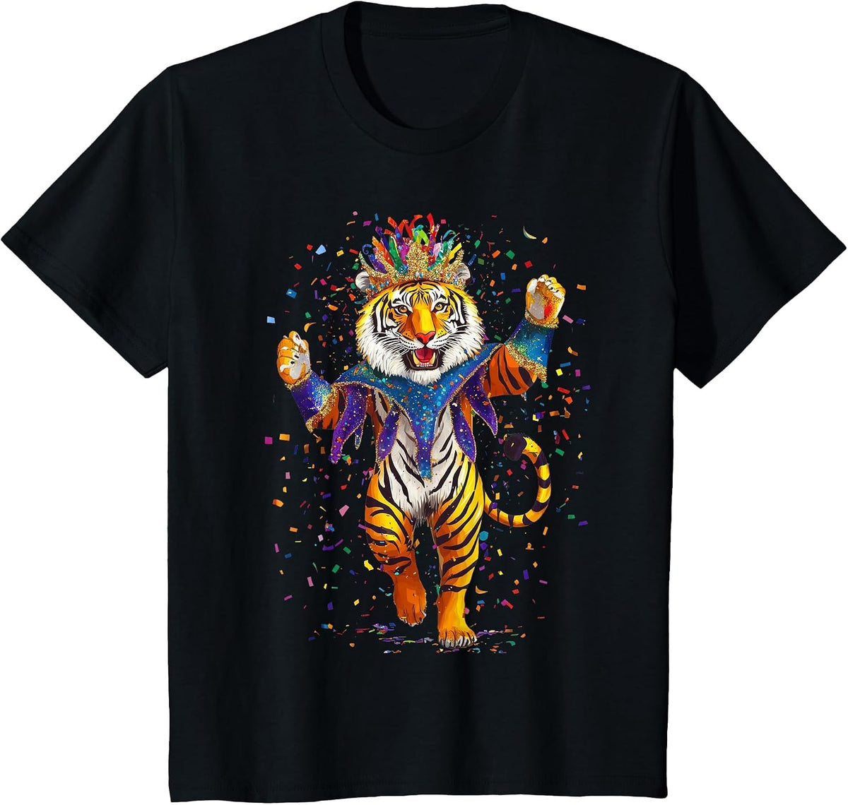 Mardi Gras Tiger T-Shirt - Black