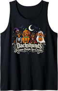 Dachshunds Because People are Creepy Funny Halloween Dog Sleeveless Tank Top - As Pictured